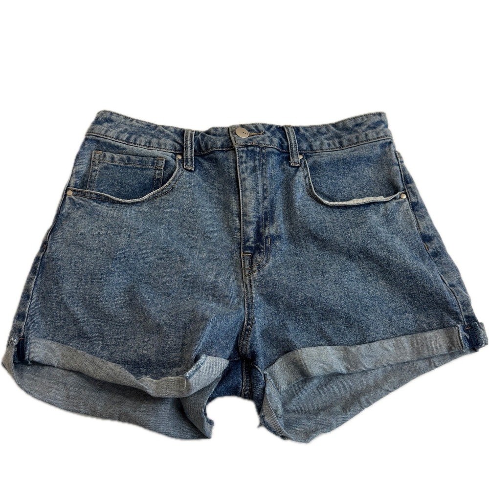 tgla Shorts Womens 30 Blue Denim Cuffed Acid‎ Wash Casual